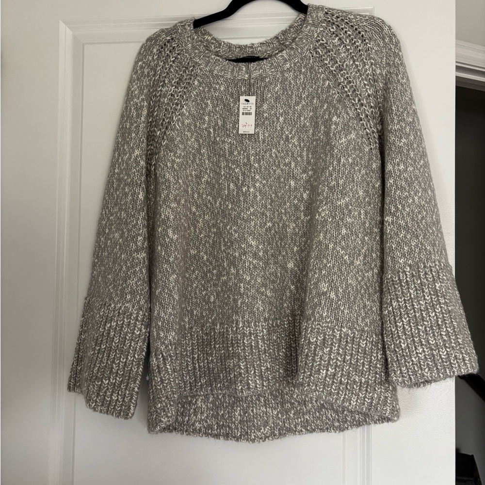 Talbot’s Women’s Ivory/Grey Sky Heather Shaker Stitch Sweater- Mark